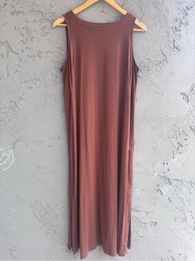 J. Jill Wearever Collection Sleeveless Maxi Jersey Dress in Rust Brown medium p
